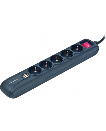 EnerGenie (by Gembird) Energenie listwa zasilająca z USB (5 gniazd + 2x USB 2A) 1.5m, czarna