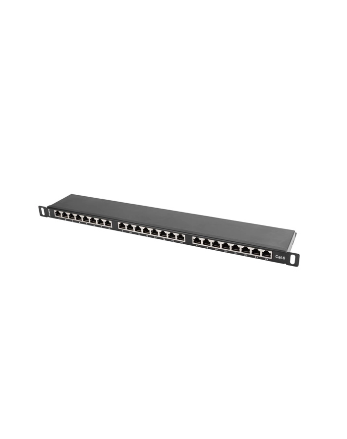 Lanberg Patch Panel 24 port 0.5U, kat. 6, ekranowany, czarny główny