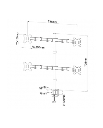 ART UCHWYT DO 4 MONITORÓW LED/LCD 13-27'' L-04N