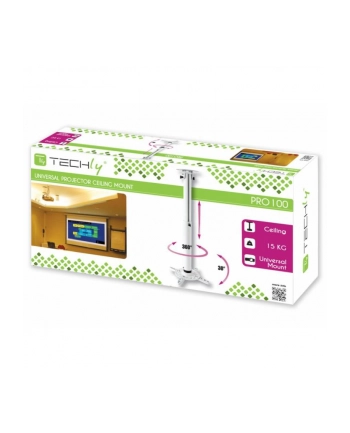 Techly Uchwyt sufitowy do projektora 50-77 cm 15 kg biały nr 2