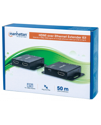Manhattan Extender HDMI po skrętce Cat6/6a/7 1080p do 50m z czujnikiem IR PoE