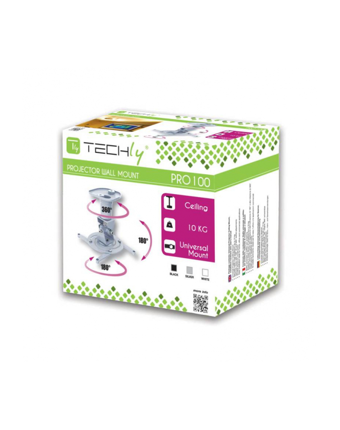 Techly Uchwyt sufitowy do projektora 22 cm 10 kg biały główny