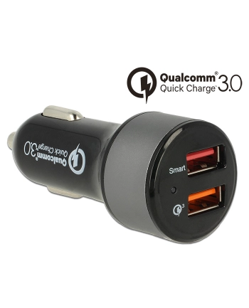 Delock ładowarka zapalniczka 12V/24V -> 1xUSB Qualcomm Quick Charge+1xUSB 2.4A