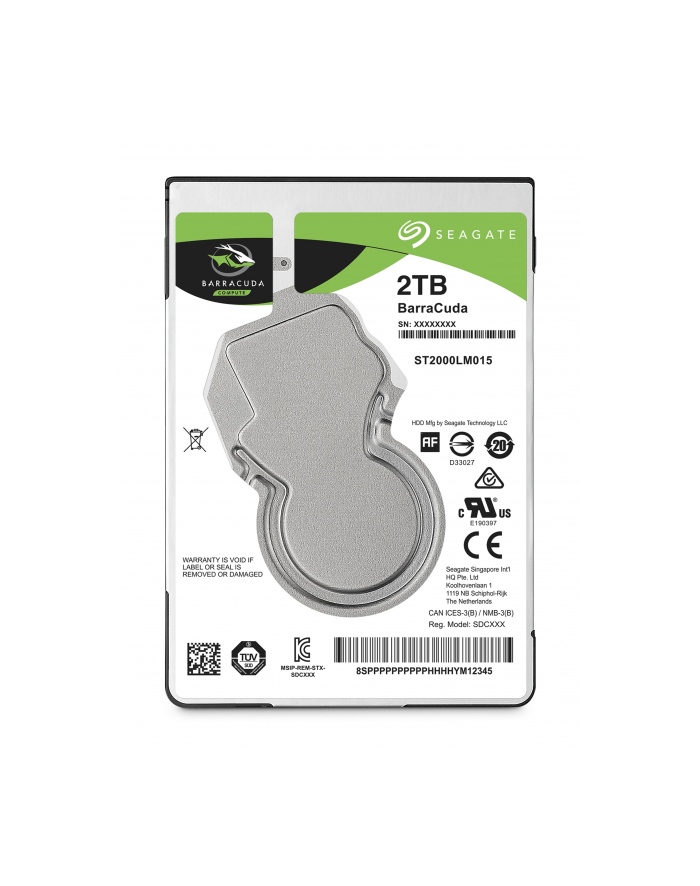 Dysk Seagate BarraCuda, 2.5'', 2TB, SATA/600, 5400RPM, 128MB cache główny