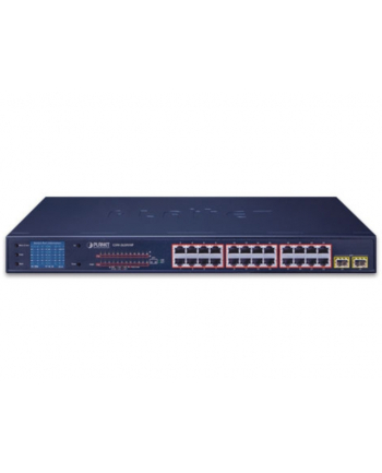 PLANET 16-Port SFP Ethernet Switch 24-Port 10/100/1000T 802.3at PoE Switch, + 2-Port Gigabit SFP and LCD Monitor for PoE, 300 Watts
