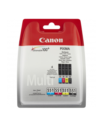 CANON CLI-551 Value Pack blister security 4x6 Phot Paper PP-201 50sheets + Cyan Magenta Yellow & Photo Black ink tanks