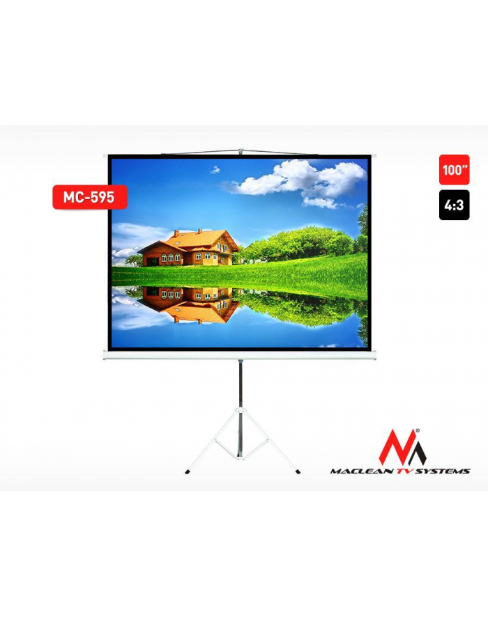 Maclean ekran projekcyjny MC-595 (na stojaku rozwijany ręcznie 200x150cm) główny