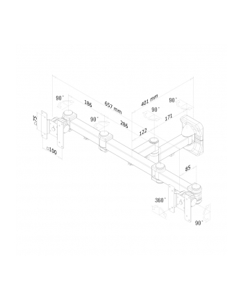 NewStar Ścienny Uchwyt do dwóch Monitorów (3 osie obrotu , uchylny)