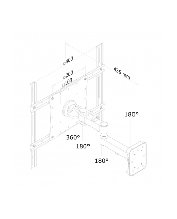 NewStar Ścienny Uchwyt do  Monitora (3 osie obrotu , uchylny)