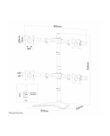 NewStar NeoMounts  Uchwyt nabiurkowy do Monitora (10 - 27'')