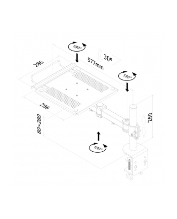 NewStar Ramię Obrotowe do Laptopa (wys.: 0-27 cm / głębokość: 30-60 cm)