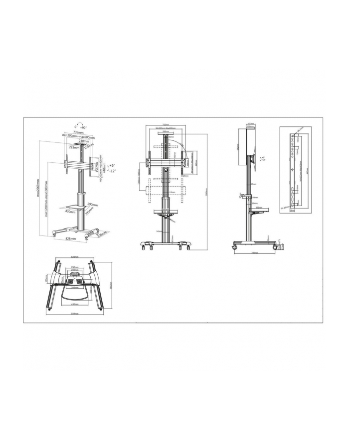 Manhattan Stojak mobilny do TV LCD/LED/PDP 37''-70'' 50kg VESA PIVOT pochylany główny