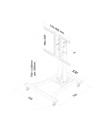 NewStar Stojak Mobilny, Wózek do LED/LCD - (wysokość: 80-120 cm) nr 2