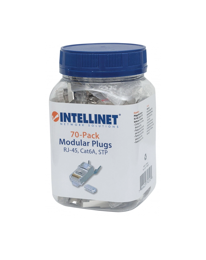Intellinet Network Solutions Intellinet Wtyk modularny RJ45 8P8C Cat6A STP na drut i linkę słoik 70 szt główny