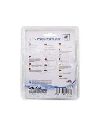 ESPERANZA EA158 Hub 4 Porty USB 2.0 - 3 x USB, 1 x microUSB.