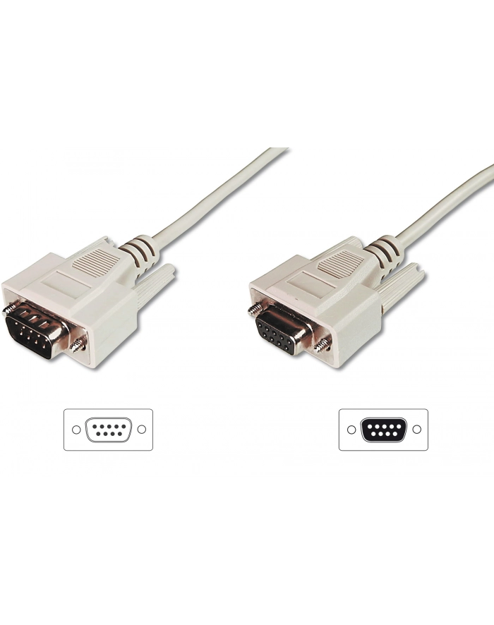ASSMANN Kabel przedłużający RS232 1:1 Typ DSUB9/DSUB9 M/Ż beżowy 5m główny
