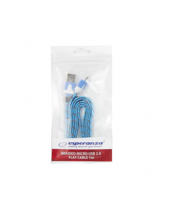 ESPERANZA EB176B Kabel MICRO USB 2.0 A-B M/M OPLOT PŁASKI 1.0 M - NIEBIESKI