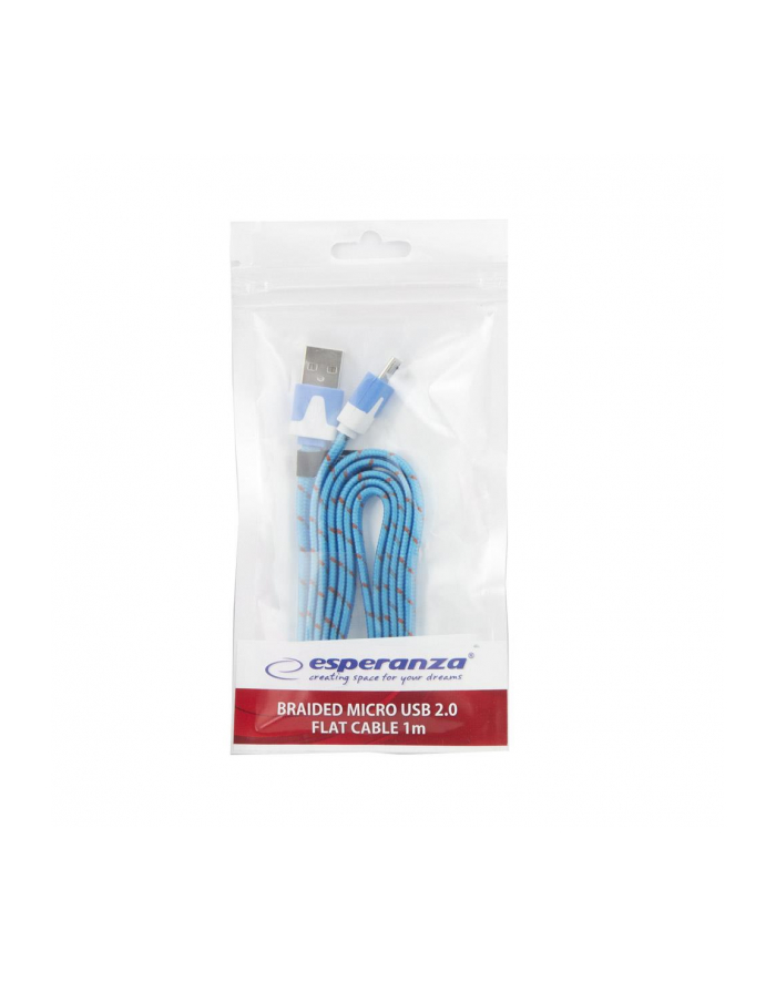 ESPERANZA EB176B Kabel MICRO USB 2.0 A-B M/M OPLOT PŁASKI 1.0 M - NIEBIESKI główny