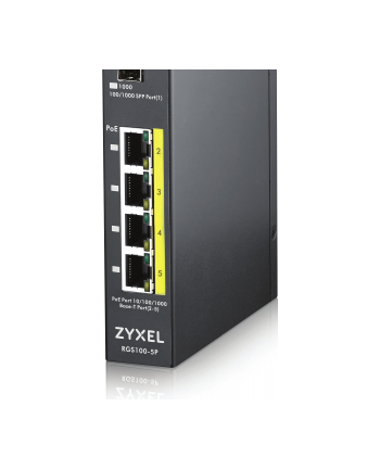 Zyxel RGS100-5P Industrial Switch 4x GbE+1x SFP, PoE DIN rail/Wall mount, IP30 nr 1