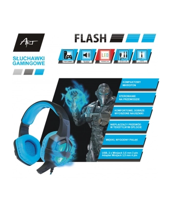ART SŁUCHAWKI GAMINGOWE Z MIKROFONEM FLASH podświetlane