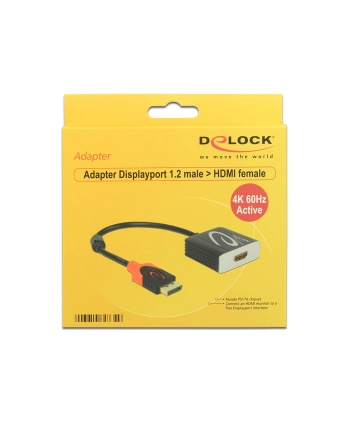 Delock Adapter Displayport 1.2 męski > HDMI żeński 4K 60 Hz aktywne