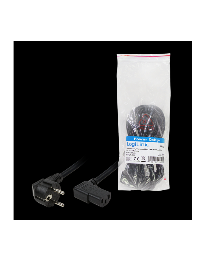 LogiLink Kabel zasilający Schuko IEC-C13, m/ż główny