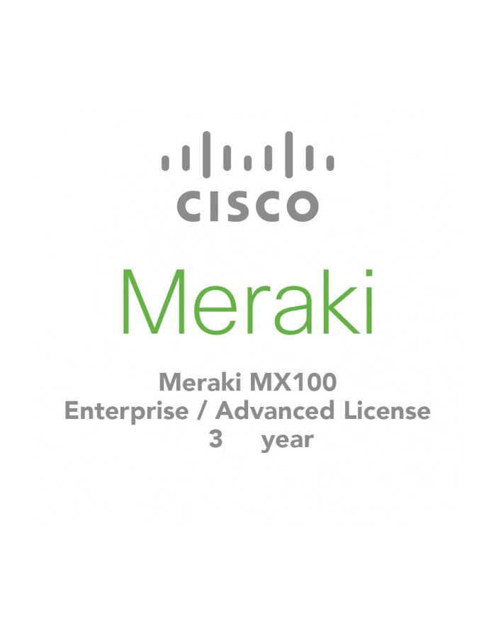 Cisco Systems Cisco Meraki MX100 Advanced Security License and Support, 3 Years główny