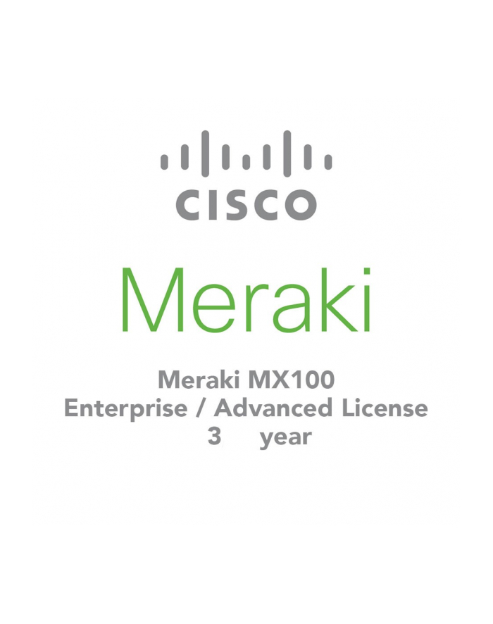 Cisco Systems Cisco Meraki MX100 Advanced Security License and Support, 3 Years główny
