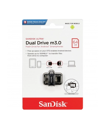 FOTO AKCESORIA SanDisk USB flash disk Ultra Dual USB Drive m3.0 64 GB nr 1