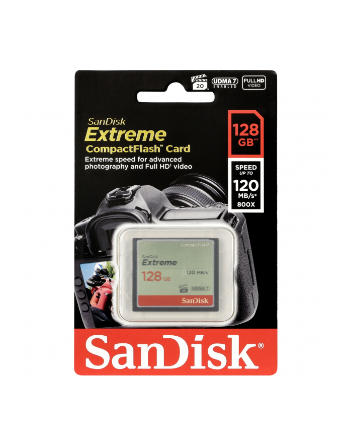 FOTO AKCESORIA SanDisk Extreme CF 128 GB 120 MB/s zapis 85 MB/s UDMA7 główny