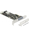 Delock Karta PCI Express x4 > 4 x zewnętrzne USB 3.0 Quad Channel - nr 12