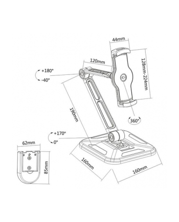 Techly Ramię biurkowe / ścienne do Tabletu i iPad 4.7''-12.9'' regulowane czarne