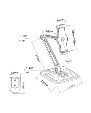 Techly Ramię biurkowe / ścienne do Tabletu i iPad 4.7''-12.9'' regulowane czarne nr 2
