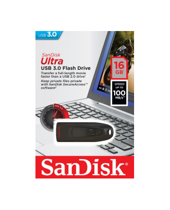 Sandisk Flashdrive Ultra 16GB USB 3.0 Czarny