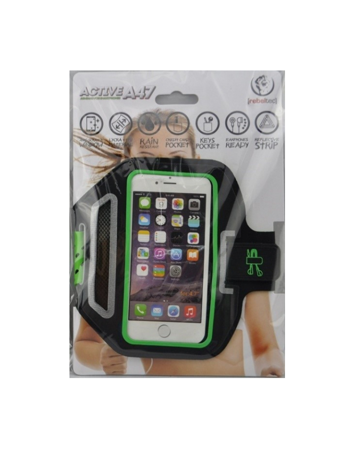 Etui opaska sportowa na ramię na telefon do 4,7' ACTIVE A47 kolor czarno zielony główny