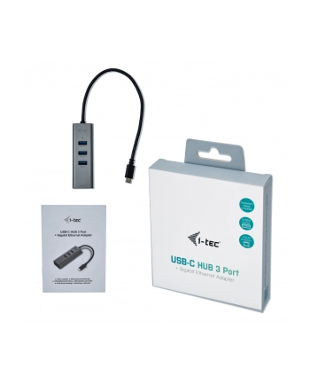 i-tec USB-C Metal 3-portowy HUB z adapterem Gigabit Ethernet nr 2