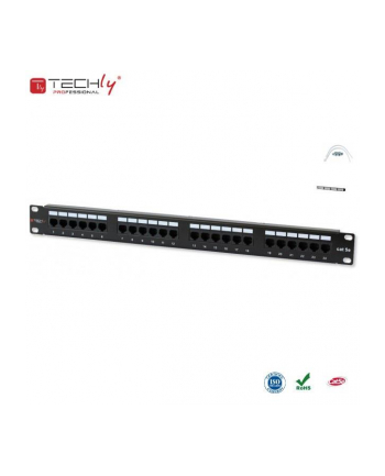 TechlyPro Patch panel 19'' 1U UTP 24 porty RJ45 Cat5e T568A/B czarny