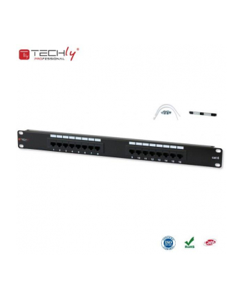 TechlyPro Patch panel 19'' 1U UTP 16 portów RJ45 Cat6 T568A/B czarny