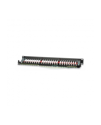 TechlyPro Patch panel 19'' 1U STP 24 porty RJ45 Cat6A T568A/B z półką czarny