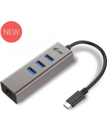 i-tec USB-C Metal 3-portowy HUB z adapterem Gigabit Ethernet