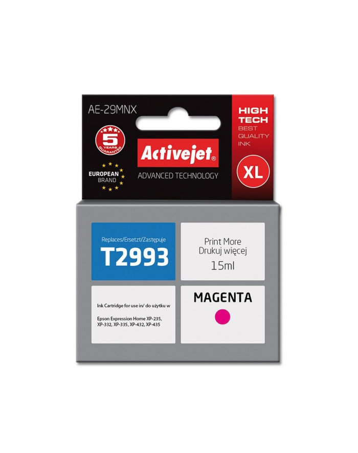Tusz Activejet AE-29MNX (do drukarki Epson  zamiennik 29XL T2993 supreme 15ml magenta Chip) główny