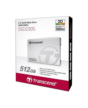 Transcend SSD230S, 512GB, 2.5'', SATA3, 3D TLC, Aluminum case