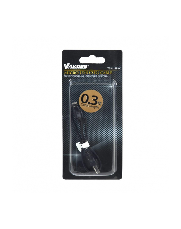 Vakoss Kabel OTG, USB + microUSB 2.0 A+B M/B M  0,3m  2w1  TC-U1293K czarny główny