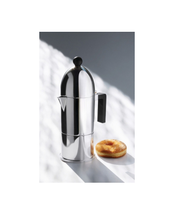 ALESSI LA CUPOLA Kawiarka do espresso z aluminium z czarną rączką, duża