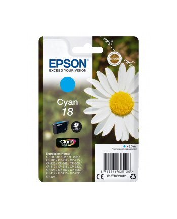 Epson Tusz T1802 CYAN 3.3ml do XP-30/102/20x/30x/40x nr 2