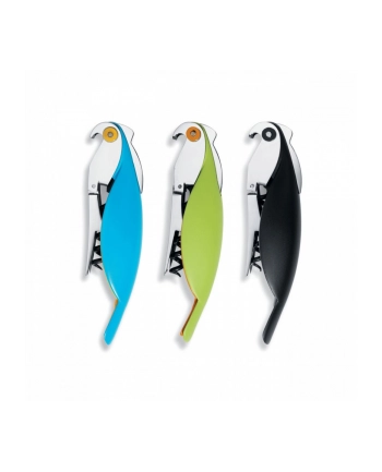 ALESSI PARROT Korkociąg do butelek z aluminium, niebieska papuga nr 2