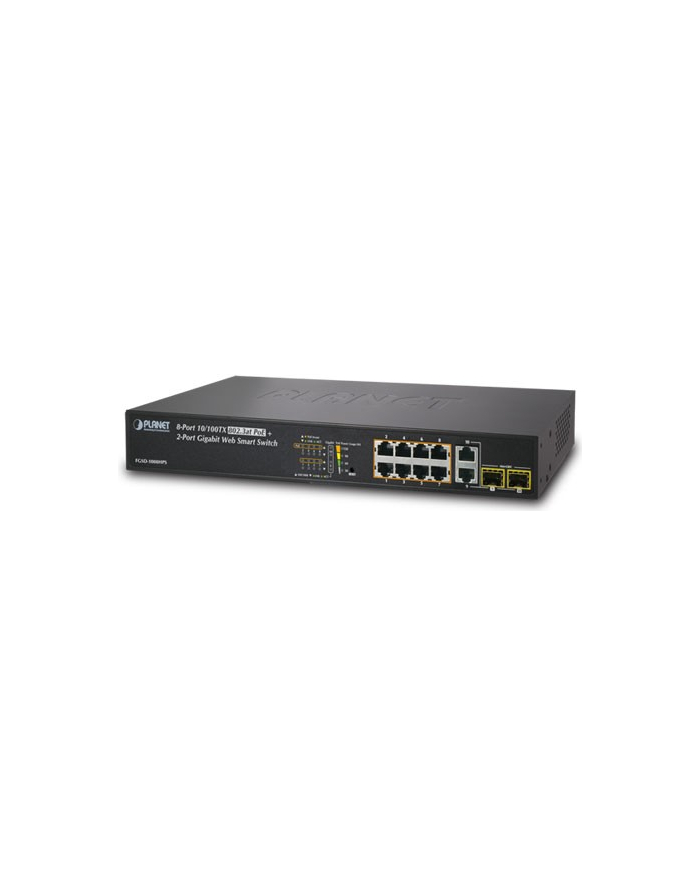 PLANET FGSD-1008HPS PoE; 8x 10/100; 2xSFP; 125W główny