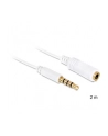 Przedłużacz kabla AUDIO MINIJACK M/F 4 PIN Apple 2M biały Delock - nr 10