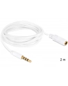 Przedłużacz kabla AUDIO MINIJACK M/F 4 PIN Apple 2M biały Delock - nr 11