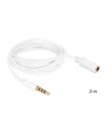 Przedłużacz kabla AUDIO MINIJACK M/F 4 PIN Apple 2M biały Delock - nr 12